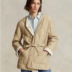 Ralph Lauren Tan reversible Puffer Jacket with Shawl Collar
